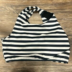 Large Black and White Swim Crop Top